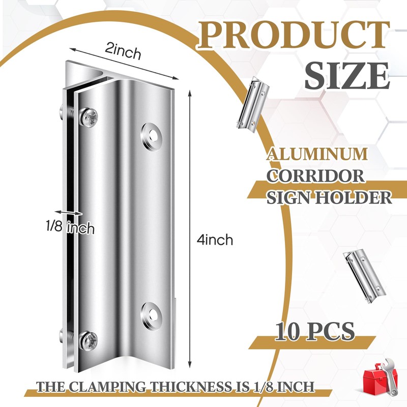 Zonon 10 Pack 4" Length Aluminum Corridor Sign Wall Brackets,