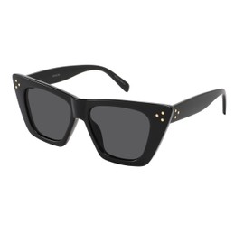 Edge I-Wear Black Cat Eye Fashion Sunglasses w/Super Dark Grey Lens For Women