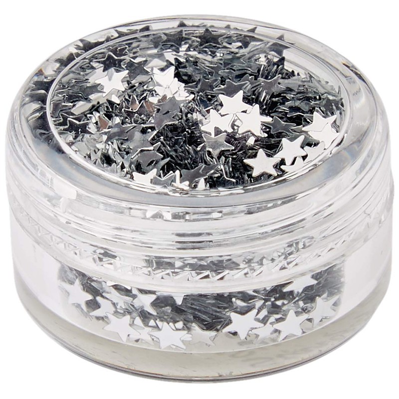 Cosmetic Glitter Stars for use on the face - Silver