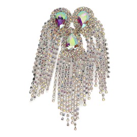 Rhinestone Tassel Shoulder Epaulet Decorative Shoulder Board Badge DIY Exquisite Tassel Epaulet for Party Silver