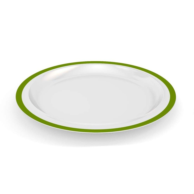 Ornamin Flat Plate Diameter 26 cm Green Melamine Edge (Model