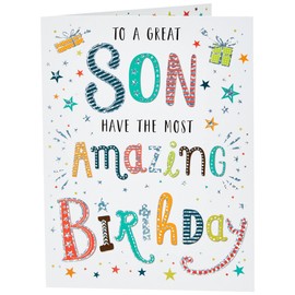Regal Publishing Modern Birthday Card Son,green|black|grey|orange|white,8 x 6 inches