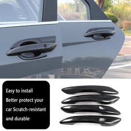 KELEIMAI Car Accessories Fit for Hyundai Elantra 2021 2022 2023 2024 2025 Exterior Side Door Handles Cup Cover Trime (Handle:Carbon Fiber) 4PCS ABS