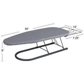 Household Essentials Tabletop Ironing Board, Compact Ironing Board with Iron Rest, Includes Door Hang, Perfect for Dorms and Small Spaces, Black with Gray Cover