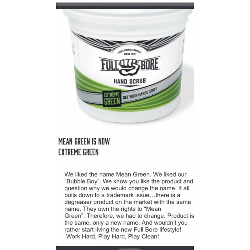 Full Bore Power Hand Scrub 64oz Jar (Formerly Mean Green)