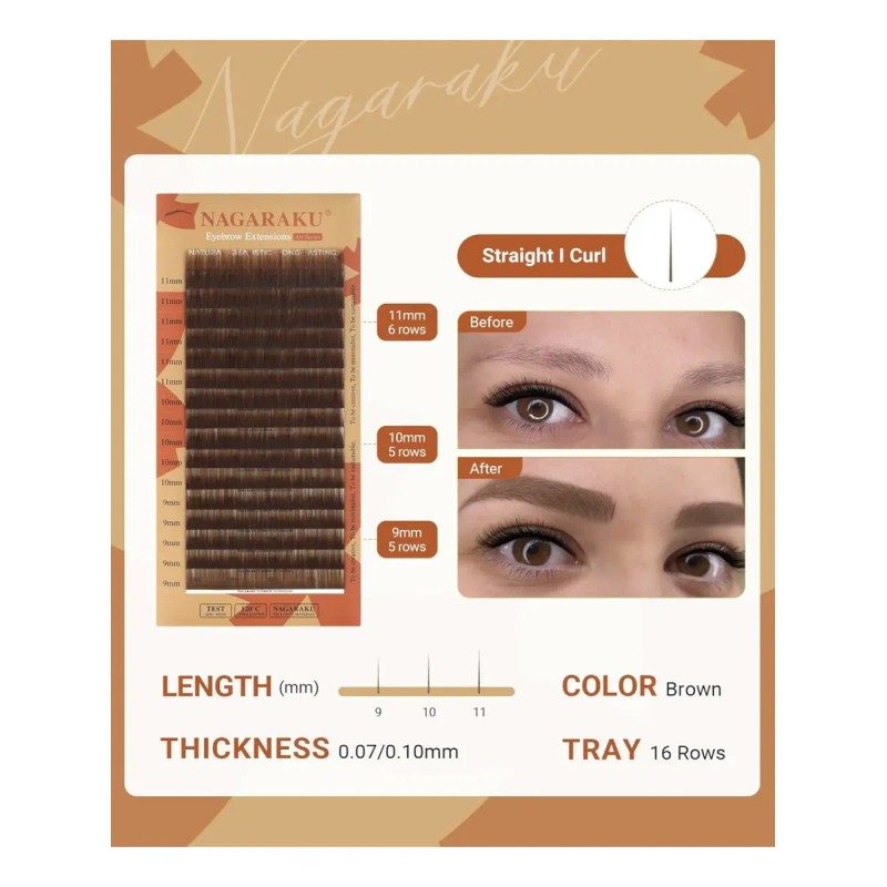Extensiones De Cejas Nagaraku 0.07 Straight Mix 9 - 11mm