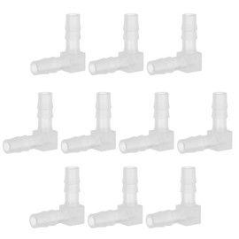 PATIKIL 1/4" Hose Barb 90 Degree Elbow L Fitting, 5 Pack Plastic Equal Barbed Joint Splicer Mender Union Coupler Adapter 0.9 Inch for Gas Liquid Air Line Tubing Pipe