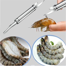 2Pcs Shrimp Deveiner Tool and Peeler, Toadfish Shrimp Cleaner, 5 in 1 Multifunctional Shrimp Peeler and Deveiner Tool, Oyster Shucking Knife, Ergonomic Non-Slip Grip, Kitchen Essential, 9in