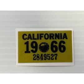 1966 California License Plate Registration Sticker, YOM, CA DMV show car