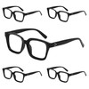 FEISEDY 5 Pack Retro Square Reading Glasses for Woman Men