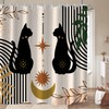 AWERT Boho Mid Century Shower Curtain Cute Cat Shower Curtain for Bathroom with Hooks Minimalist Abstract Fabric Shower Curtain 72x72inch