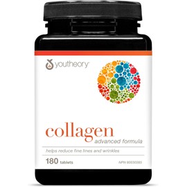Youtheory Collagen Advanced Formula with Vitamin C, Hydrolyzed Formula for Optimal Absorption, Skin, Hair, Nails and Joint Support 180 Count