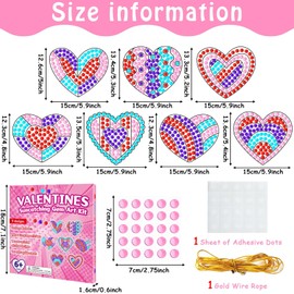 Qyeahkj 7 Pcs Valentine's Arts Crafts Kit DIY Heart Gems Diamond Suncatcher Crafts for Kids Valentines Gemstones Painting Gifts Exchange for Home School Party Decor for Kids Aged 4 6 8 10 12