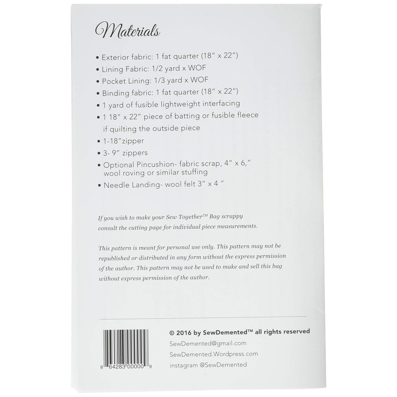 Sew Demented Sew Together Bag pattern, White