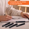 6 Pack Square Compressed Charcoal Pencils for Artists - Soft/Medium/Hard