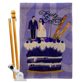 Angeleno Heritage Best Day Ever Burlap House Flag Set Celebration Wedding Marriage Bride Groom Mrs Occasion Anniversary Party Decoration Banner Small Garden Yard Gift Double-Sided, Made in USA