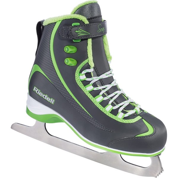 Riedell 615 Soar / Kids Beginner/Soft Figure Ice Skates / Color: Gray and Lime / Size: 8