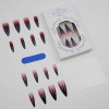 24 Pcs Postizas Largas Punta Afilada Degradado Negro Y Rojo