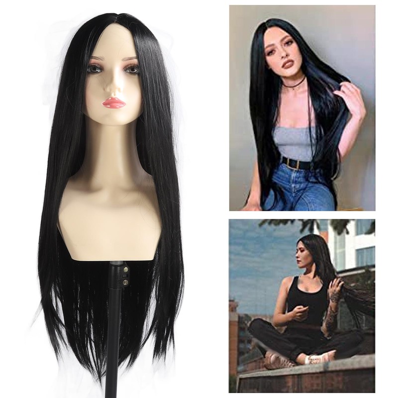 Black Long Straight Wig Women Hair Wig Comfortable Black Wig