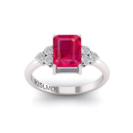 LMDPRAJAPATIS Created Ruby CZ zircon Square Cut Engagement Ring For Women Ring Size 8