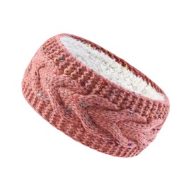 Hellery Knit Head Wrap for Women, Elastic Turban Ear Covering, Pink