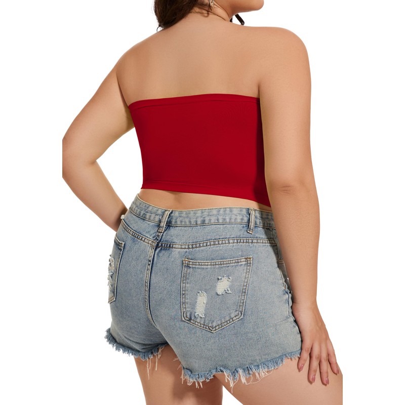 Womens Tube Tops Summer Bandeau Casual Crop Top Going Out
