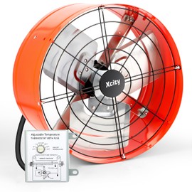 Xcity 14 inch Gable Mount Fan with Adjustable Thermostat, Heavy-Duty Vent Attic Fan, High Velocity 1600 CFM, 2400 sq.ft, Metal Exhaust Ventilator for Garage, Attic, Greenhouse