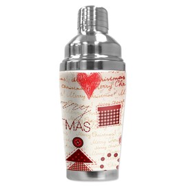 Mugzie 16 Ounce Stainless Steel Cocktail Shaker with Insulated Wetsuit Cover - Christmas Vintage