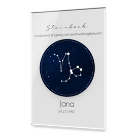 CHRISCK design Wall Pictures Astro with Zodiac Sign Customisable Acrylic Glass UV Print with Zodiac Sign and Text Individual Room Decoration Wall Pictures