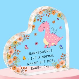 QMVMV Funny Nannysaurus Gifts Nanny Acrylic Plaque from Granddaughter Grandson Christmas Birthday Thanksgiving Mother's Day Gifts for Nanny