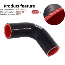 LokoCar 38mm 1.5" ID 90 Degree Elbow Radiator Hose Silicone Joiner Pipe Black