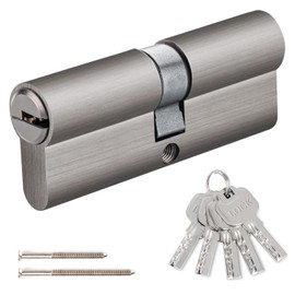Hengsong Cylinder Lock 40/40, Lock Cylinder 40/40, Profile Cylinder for Front Door, Front Door, Security Lock, Garden Gate Lock, Front Door Lock, Approx. 8 cm x 1.68 cm x 3.28 cm, Grey