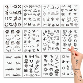 12PCS Temporary Tattoo Stickers, Fake Hand Tattoos, Tattoo Stickers for Hands, Tattoos Paper, Finger Tattoo for Women, Kiss Tattoos Temporary, Tattoo Inkbox
