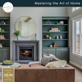 MCS Master & Co. 37.75in Round Metal Brass Mirror, Modern Wall Hanging Large Mirror for Bathroom, Bedroom & Livingroom