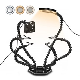 Soldering Helping Hands, NEWACALOX Third Hand with 3 Adjustable Light 10 brightness Settings Magnifying lamps and Soldering Fans for Electronics Repair, 6 Flexible Soldering Arms and Big base