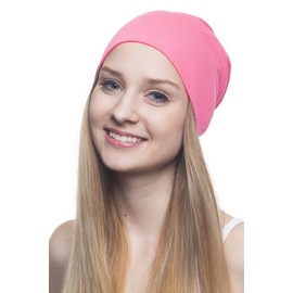 Unisex Mens Womens Childrens Neon Pink Long Jersey Beanie Spring Cap Long Beanies Slouches Summer Beanie Thin Summer Cap Summer Beanie