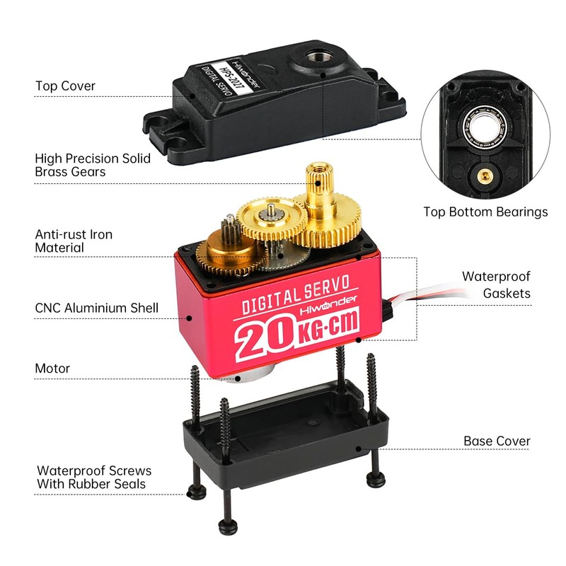 Hiwonder 20KG High Torque Digital Servo Motor Full Metal Gear,