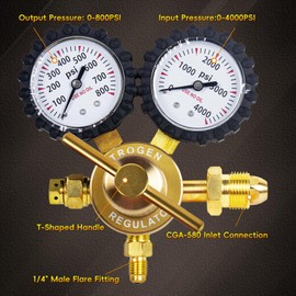 JZWELD Nitrogen Regulator, Nitrogen Gauge HVAC with 60" Hose, 0-800 PSI Delivery Pressure Equipment Brass Inlet Outlet Connection Gauges