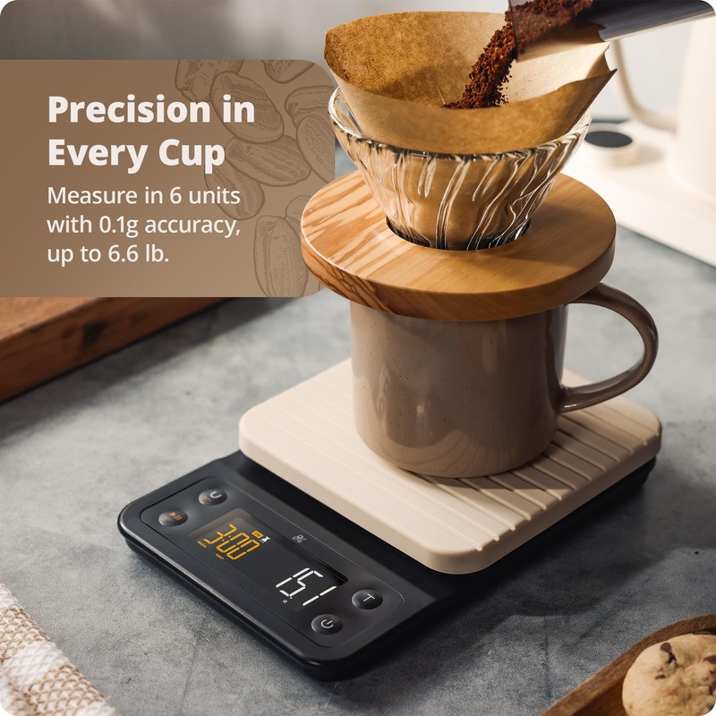 Greater Goods Coffee Scale with Timer – 0.1g Precision Digital