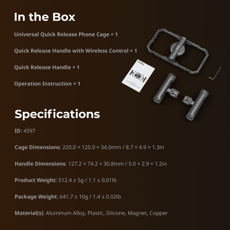 SMALLRIG Kit Básico de Soporte Universal para Teléfono de Liberación