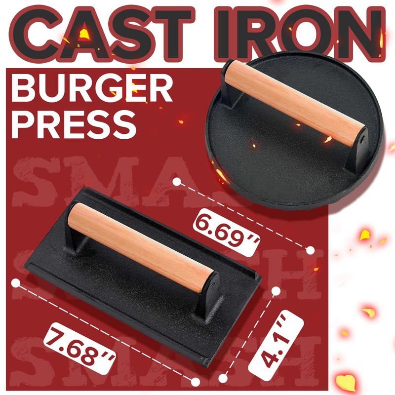 Grilliance 5pcs Smash Burger Press Kit, 3 in 1 Hamburger