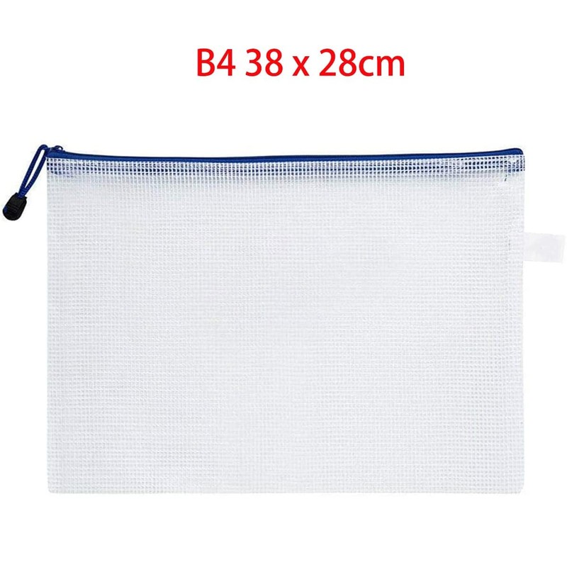 Unifizz B4 Plastic Wallets, Mesh Zipper Pouch Document Bag Ziplock
