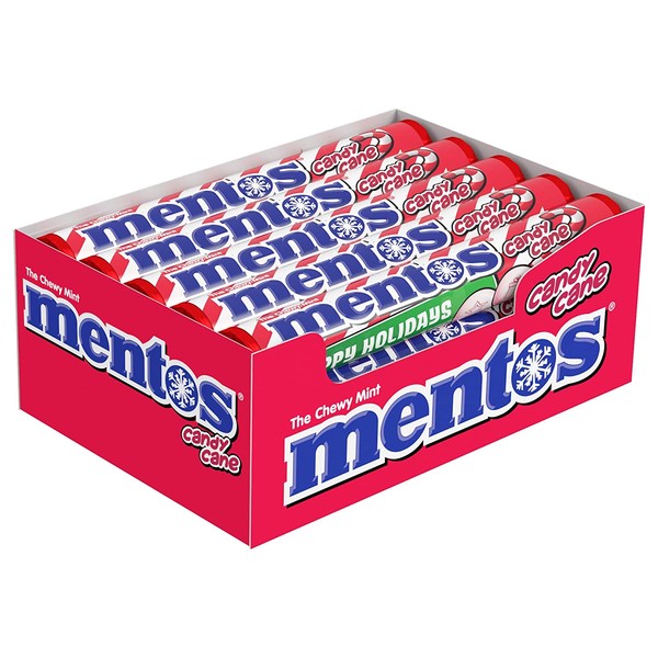 Mentos Chewy Mint Candy Roll, Candy Cane, Stocking Stuffers, Christmas Gifts, Party (Pack Of 15)