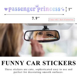 Yourkar Passenger Princess Sticker, Cute Stickers for Car Window Rearview Mirror, Girls Automotive Window Rearview Mirror Decoration Stickers, Universal Car Accessories (Colorful Laser, Long)