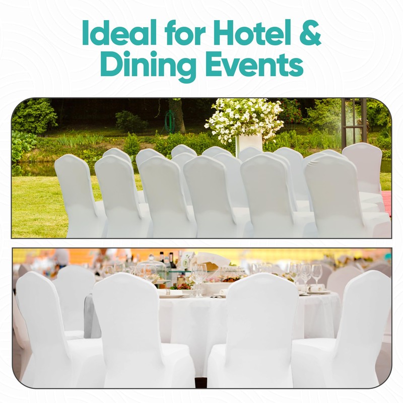 Ruched Swag Back Chair Cover White 160GSM Spandex Polyester, Stretchable