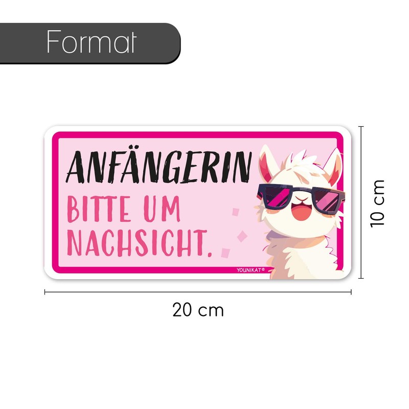 kfz770 Magnetic Car Sign Beginner! Motif Llama I 20 x
