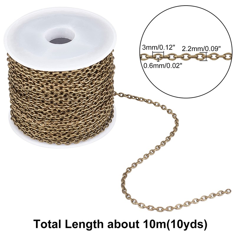PH PandaHall 32.8ft Cross Chains Cable Chains for Cross Bracelet