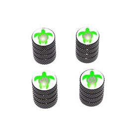 GRAPHICS & MORE Hibiscus Turtle - Tire Rim Valve Stem Caps - Black