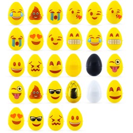 BestPysanky Set of 24 Facial Expressions Eggs + 1 Gold, 1 Black, 1 White & 1 Yellow Plastic Easter Eggs