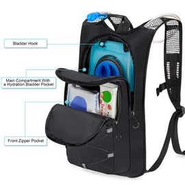 Hydration Backpack - Lightweight Water Backpack with 2L Water Bladder Bag, Running Hydration Vest Backpack for Men Women, Hydration Pack for Hiking, Cycling, Climbing MIYCOO (Black, 10L)